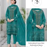 Embroidered Linen 4 PCS Unstitched Suit for Women