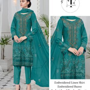 Embroidered Linen 4 PCS Unstitched Suit for Women