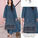 Embroidered Linen 4 PCS Unstitched Suit Zinc for Women