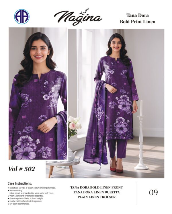 Tana Dora Bold Print Linen 3 PCS Unstitched Suit for Women