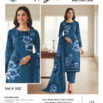 Tana Dora Bold Print Linen 3 PCS Unstitched Blue Suit for Women