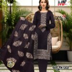 Heavy Karhai Embroidered 3 PCS Unstitched Suit Black for Women