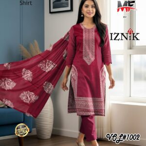 Heavy Karhai Embroidered 3 PCS Unstitched Suit Red for Women
