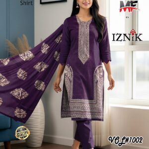 Heavy Karhai Embroidered 3 PCS Unstitched Suit Purple for Women