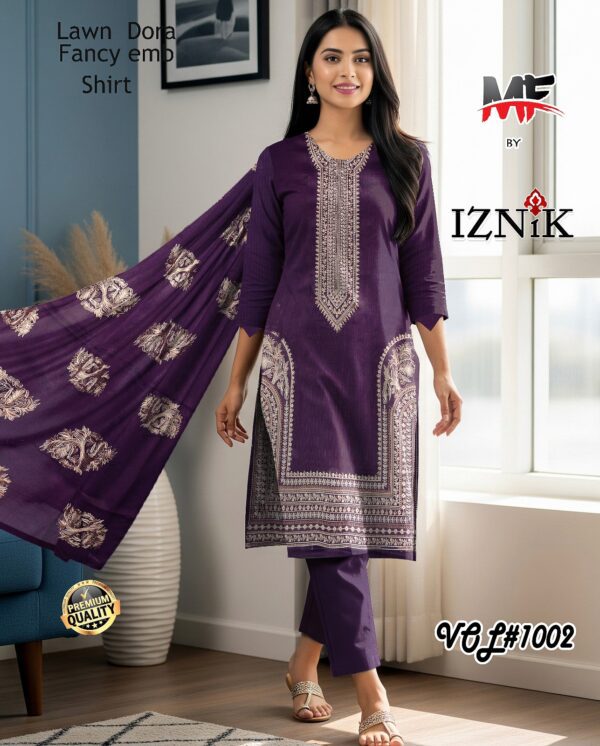 Heavy Karhai Embroidered 3 PCS Unstitched Suit Purple for Women